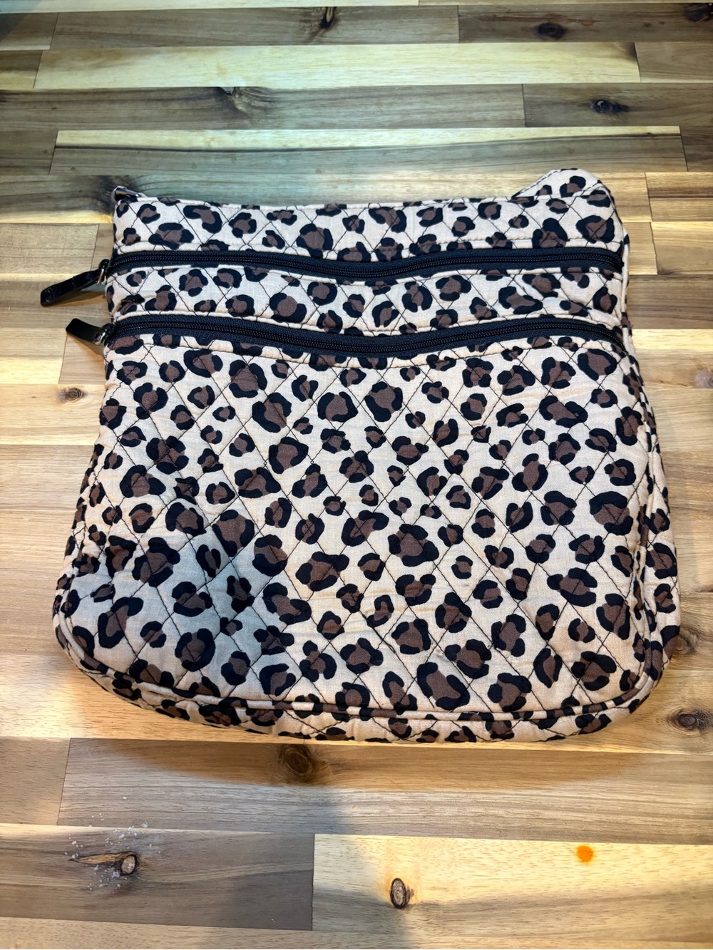 Vera Bradley Quilted Leopard Print Crossbody - Brown & Black